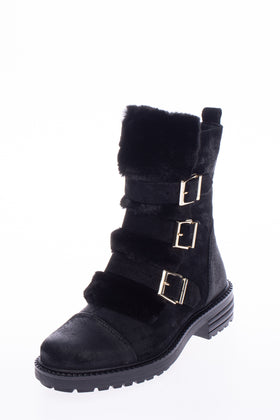 RRP €140 KG KURT GEIGER Leather Ankle Boots EU 36 UK 3 US 6 Treated Faux Fur gallery photo number 1