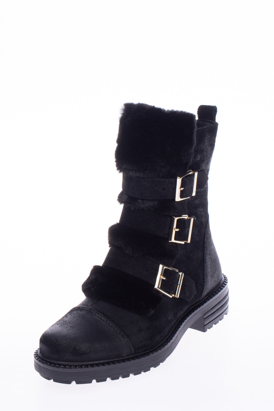 RRP €140 KG KURT GEIGER Leather Ankle Boots EU 36 UK 3 US 6 Treated Faux Fur gallery main photo