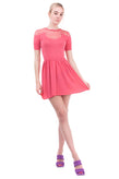 BETTY BLUE Flared Dress Size IT 46 Lace Bow Gathered Round Neck Made in Italy gallery photo number 3