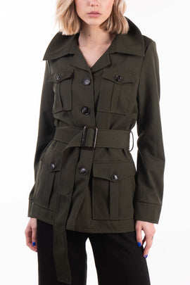 RRP €120 8 Safari Jacket Size IT 42 Fully Lined Belted