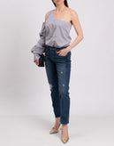 RRP €180 PETERSYN Top Blouse Size L Striped Single Sleeve Made in USA gallery photo number 2