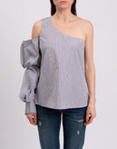 RRP €180 PETERSYN Top Blouse Size L Striped Single Sleeve Made in USA gallery photo number 3