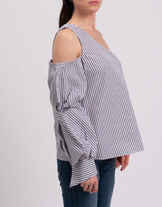 RRP €180 PETERSYN Top Blouse Size L Striped Single Sleeve Made in USA gallery photo number 4