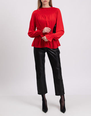 GEORGE J. LOVE Top Blouse Size IT 40 Shirred Self Tie Back
