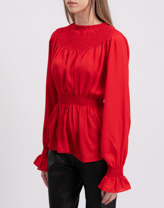 GEORGE J. LOVE Top Blouse Size IT 38 Shirred Self Tie Back gallery photo number 5