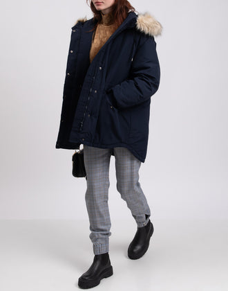 PROMOD Parka Jacket IT48 Light Padded Hooded Detachable Faux Fur Ribbed Cuffs gallery photo number 2