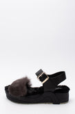 RRP€160 RUCOLINE Leather & Rabbit Fur Slingback Sandals US6 EU36 UK3 Platform gallery photo number 2