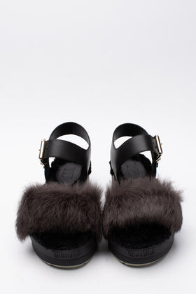 RRP€160 RUCOLINE Noor Leather & Rabbit Fur Slingback Sandals US8 EU38 UK5 Logo gallery photo number 2