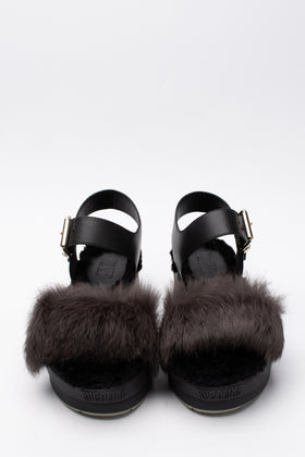 RRP€160 RUCOLINE Leather & Rabbit Fur Slingback Sandals US6 EU36 UK3 Platform gallery photo number 3