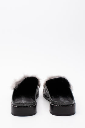 RRP€500 OPENING CEREMONY Leather & Rabbit Fur Mule Shoes US6 EU36 UK3 gallery photo number 3