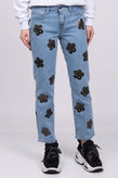 RRP €360 VICTORIA VICTORIA BECKHAM Jeans W27 Stretch Coated Flowers Cropped gallery photo number 3