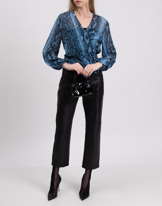 8 Wrap Top Size IT 42 Snakeskin Pattern Made in Italy gallery photo number 1