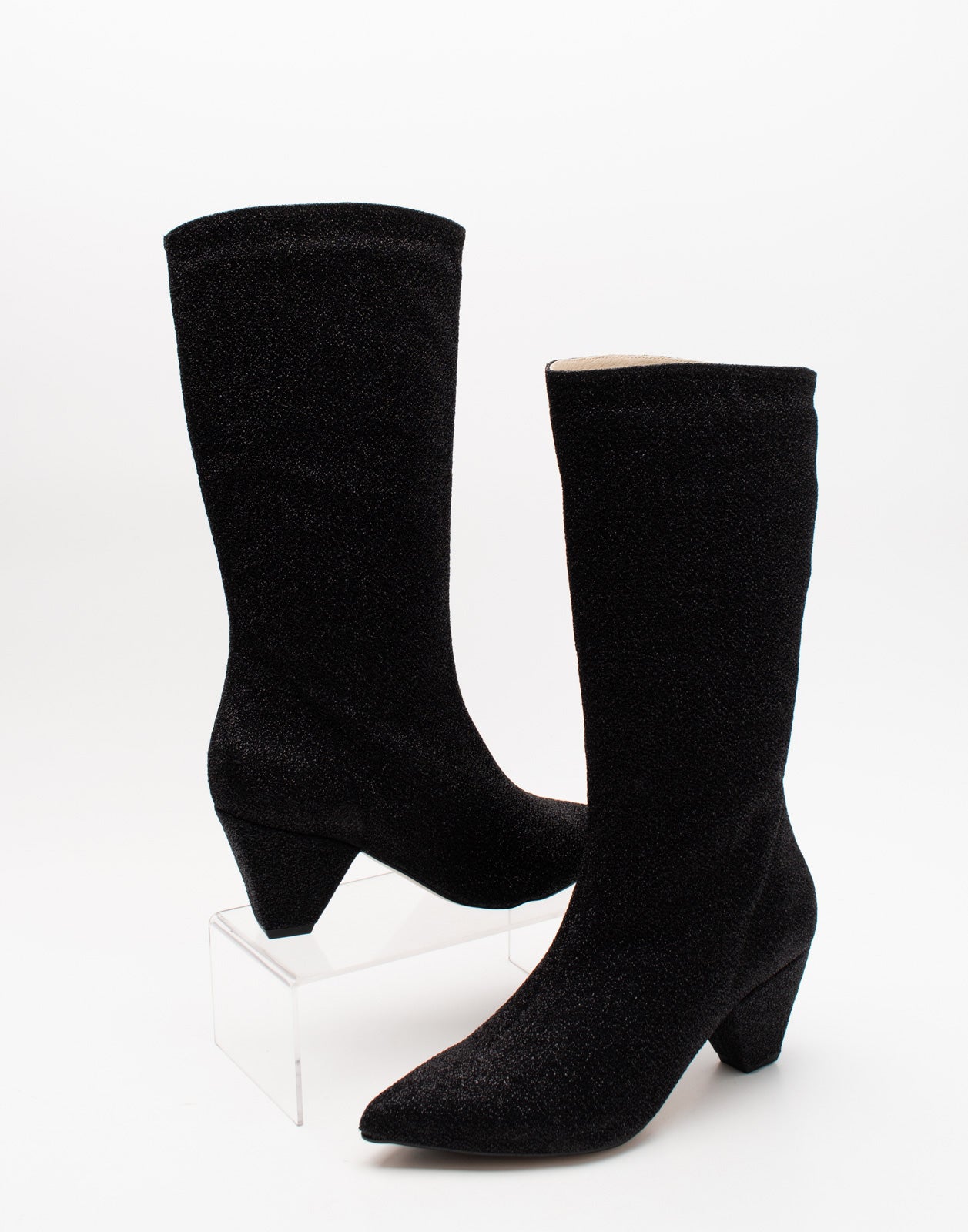 RRP €160 GEORGE J. LOVE Lurex Mid-Calf Boots Size 37 UK 4 US 7 Heel Pointed Toe gallery main photo