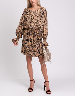 RRP €250 BAUM UND PFERDGARTEN AEMILEY Blouson Dress Size DE 38 Leopard Open Back