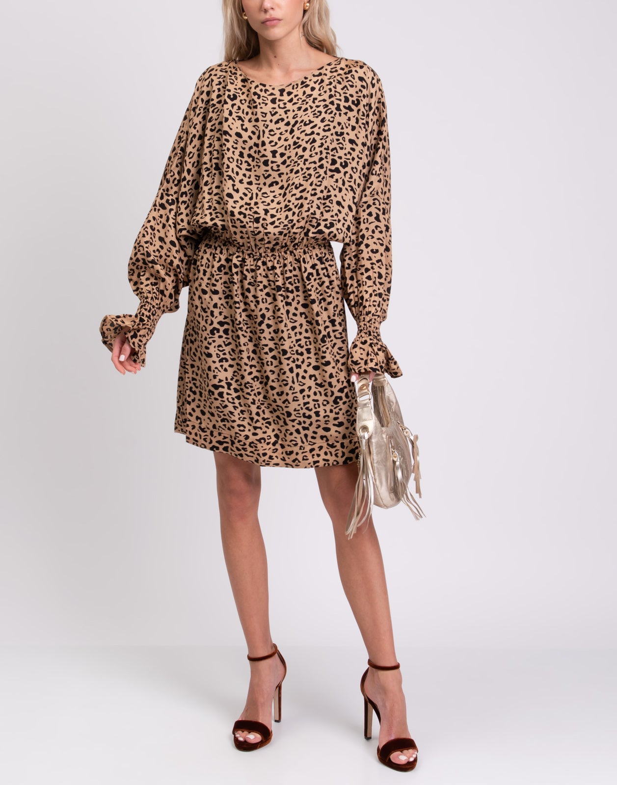 RRP €250 BAUM UND PFERDGARTEN AEMILEY Blouson Dress Size DE 38 Leopard Open Back gallery main photo