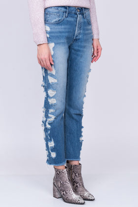 RRP €230 3X1 DOSA Jeans W26 Ripped Faded Slim Fit High Rise Cropped Made in USA gallery photo number 3