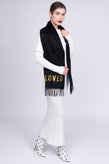 RRP€670 GUCCI Cashmere & Silk Rectangle Scarf Sequins 'LOVED' Fringe Edges gallery photo number 3