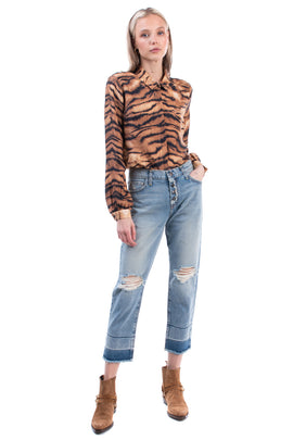 RRP €250 CURRENT/ELLIOTT THE FLING Boyfriend Jeans W27 Ripped Worn Look Cropped