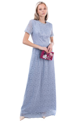 RRP €440 BY MALINA CLAIRE Lace Maxi A-Line Dress Size M Open Back Short Sleeve gallery photo number 2