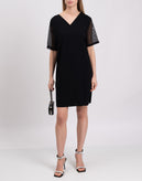 RRP €250 WOLFORD Jellyfish Dress Size XS Black Stretch Contrast Tulle V-Neck gallery photo number 1