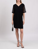 RRP €250 WOLFORD Jellyfish Dress Size XS Black Stretch Contrast Tulle V-Neck gallery photo number 2