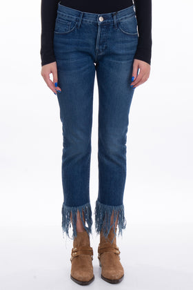 RRP €255 3X1 Jeans W26 Garment Dye Fringe Cuffs Straight Leg Cropped Made in USA gallery photo number 3