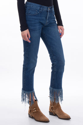 RRP €255 3X1 Jeans W26 Garment Dye Fringe Cuffs Straight Leg Cropped Made in USA gallery photo number 4