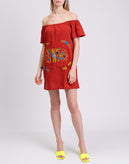 RRP €250 SENSI STUDIO Mini  Beach Dress Size S Embroidered Flowers Off Shoulder gallery photo number 3