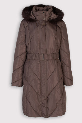 RRP €305 TRUSSARDI COLLECTION Quilted Coat Size L Belted Detachable Hood gallery photo number 1