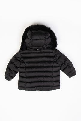 RRP€180 MICROBE By MISS GRANT Baby Down Quilted Jacket Size 6M Raccoon Fur Trim