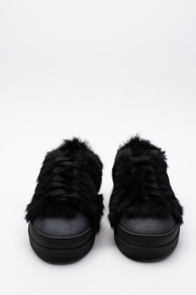 RRP €309 RUCOLINE Rabbit Fur Sneakers US6 EU36 UK3 Black Lace Up gallery photo number 3