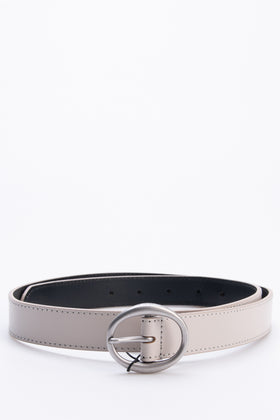 CALVIN KLEIN JEANS Leather Classic Round Belt 95/38 Engraved Light Aged Metal gallery photo number 1