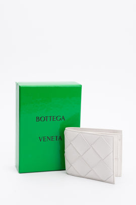 RRP€490 BOTTEGA VENETA Intreccio Leather Bifold Wallet Coin Pocket Made in Italy