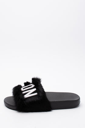 RRP€755 DSQUARED2 Rabbit Fur Slide Sandals US5 EU36 UK3 Footbed Embroidered gallery photo number 1