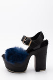 RRP€255 RUCOLINE Leather & Rabbit Fur Slingback Sandals US7 EU37 UK4 Platform gallery photo number 2