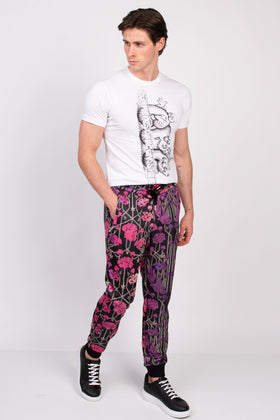 RRP €225 JOHN RICHMOND Track Trousers Size L Floral & Chains Drawstring Cuffed gallery photo number 2
