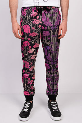 RRP €225 JOHN RICHMOND Track Trousers Size L Floral & Chains Drawstring Cuffed gallery photo number 3