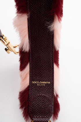 RRP €640 DOLCE & GABBANA Rex Rabbit Fur & Leather Shoulder Strap Striped Pattern gallery photo number 7