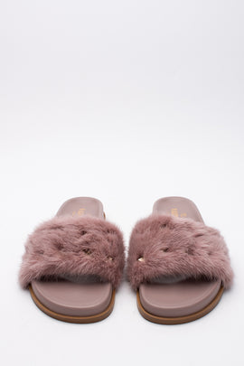 RRP €1035 VALENTINO GARAVANI Mink Fur Sandals US5 EU35 UK2 Pink Rockstuds