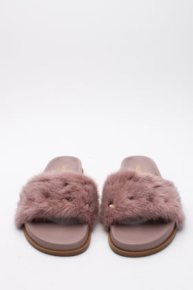 RRP €995 VALENTINO GARAVANI Mink Fur Sandals US5 EU35 UK2 Pink Rockstuds gallery photo number 1