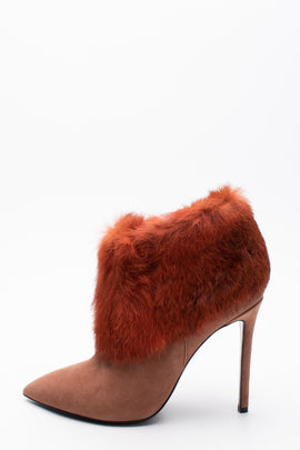 RRP €235 POLLINI Rabbit Fur & Leather Ankle Boots US7 UK4.5 IT37.5 EU38.5 Heel