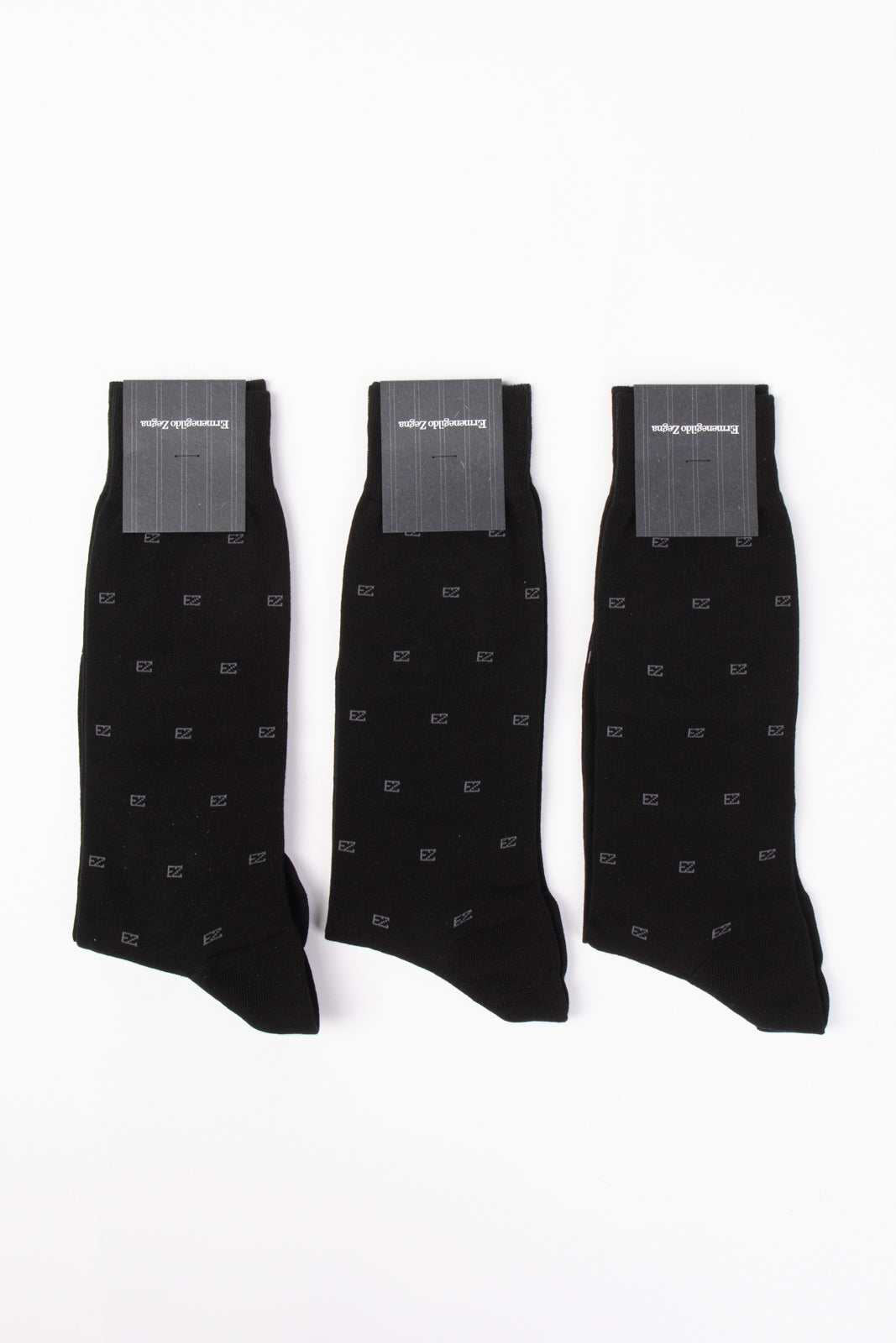 RRP€87 ZEGNA 3 PACK Mid Calf Socks One Size Iconic EZ Logo Detail Made in Italy gallery main photo