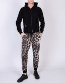 JOHN RICHMOND Jogger Trousers Size M Drawstring Waist Logo Monogram Animal Print gallery photo number 1