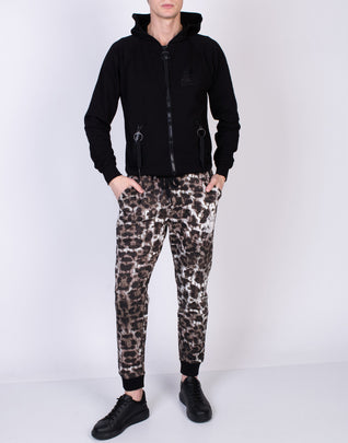 JOHN RICHMOND Jogger Trousers Size M Drawstring Waist Logo Monogram Animal Print