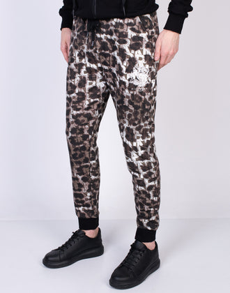 JOHN RICHMOND Jogger Trousers Size M Drawstring Waist Logo Monogram Animal Print gallery photo number 3