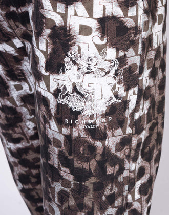 JOHN RICHMOND Jogger Trousers Size M Drawstring Waist Logo Monogram Animal Print gallery photo number 12