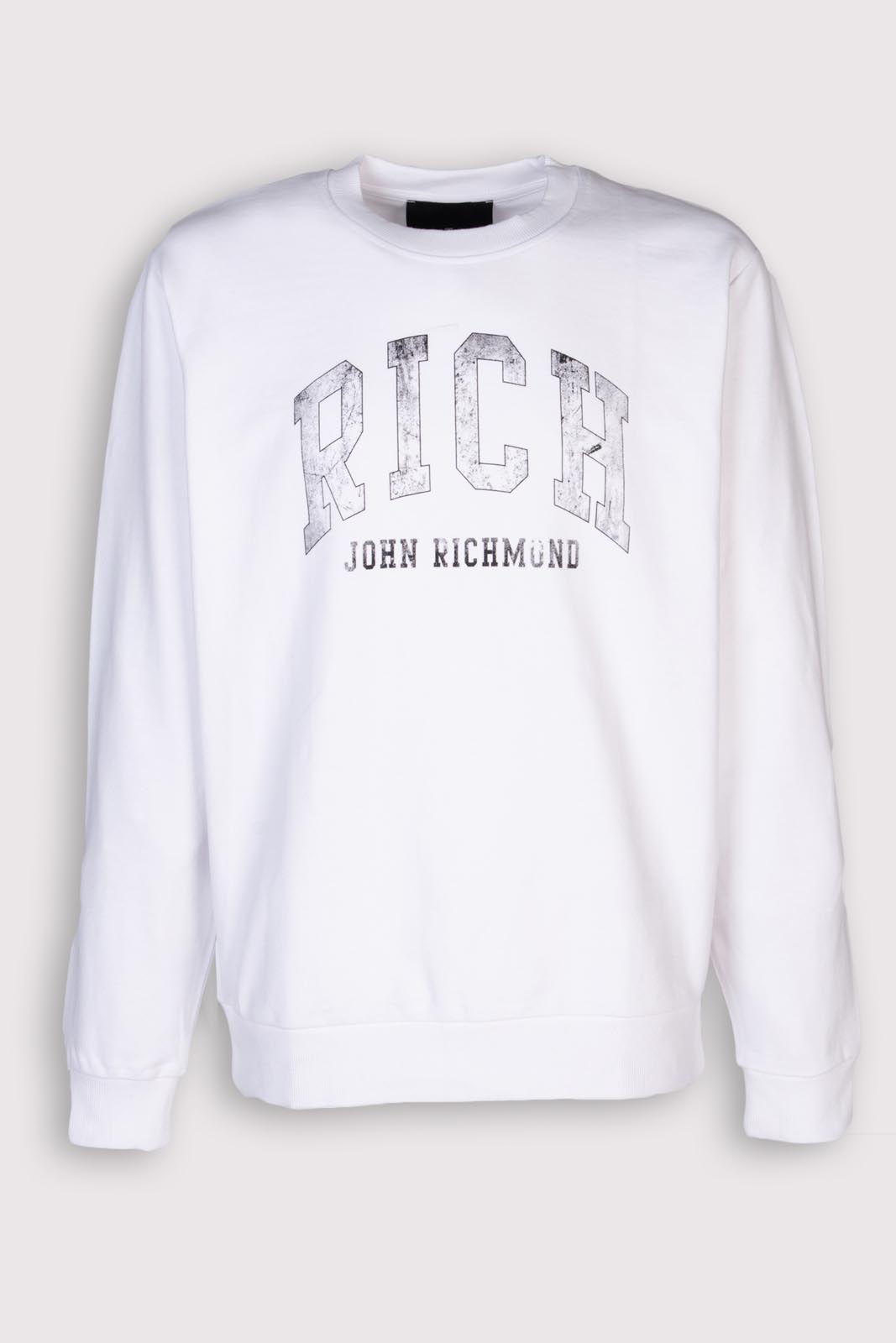 JOHN RICHMOND Pullover Sweatshirt Size L Faded Effect Logo 'RICH' Long Sleeve gallery main photo