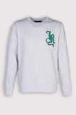 JOHN RICHMOND Pullover Sweatshirt Size M Melange Effect Logo Monogram Patch gallery photo number 1