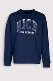 JOHN RICHMOND Pullover Sweatshirt Size L Granite Effect Logo Front Crew Neck gallery photo number 1