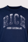 JOHN RICHMOND Pullover Sweatshirt Size L Granite Effect Logo Front Crew Neck gallery photo number 5